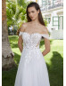 Off Shoulder Ivory Lace Tulle Sweet Wedding Dress